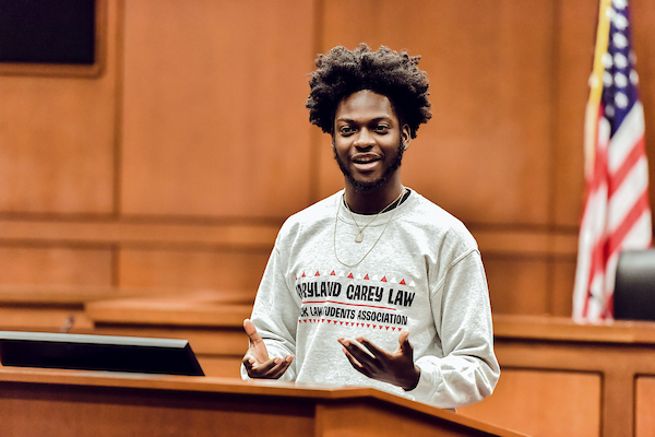 Student at podium