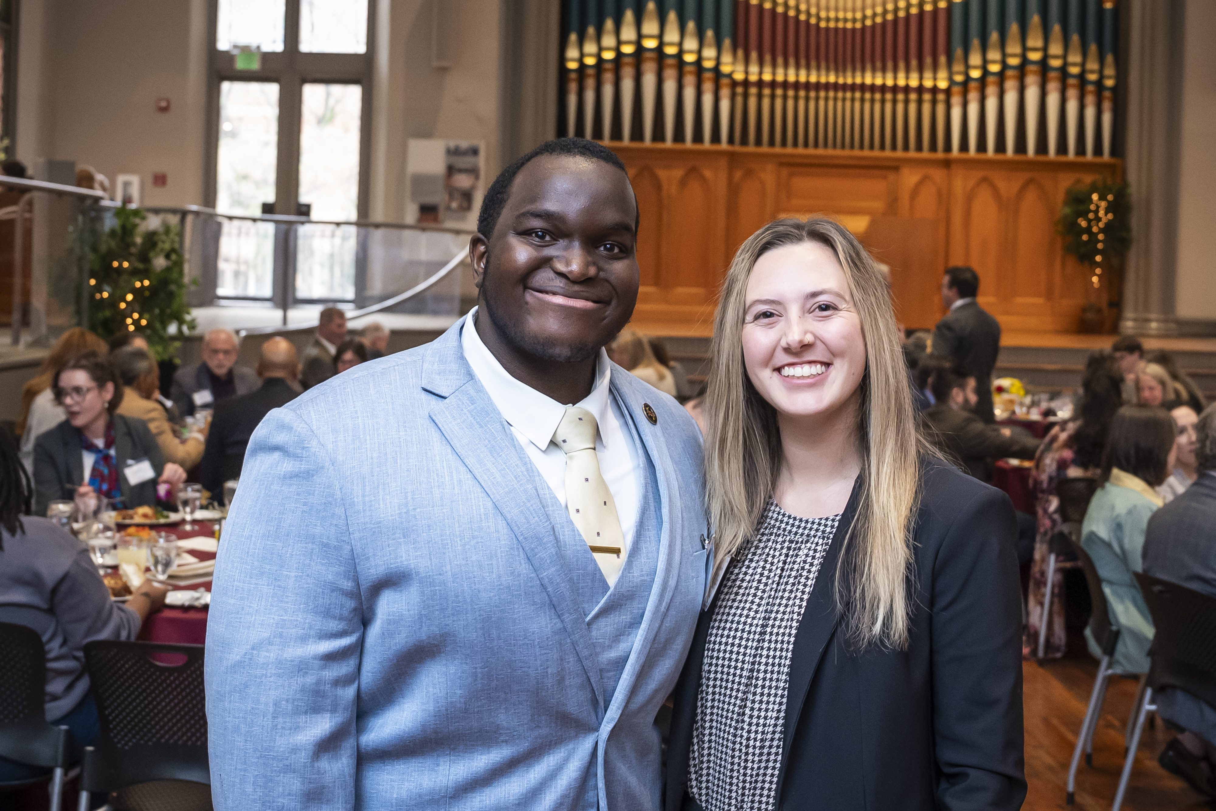 Two scholarship recipients at the 2026 Scholarship Luncheon in Westminster Hall
