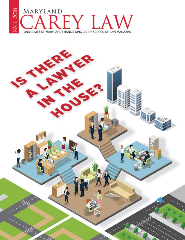 Illustration of people in buildings