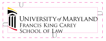 University of Maryland Francis King Carey School of Law logo surrounded by red spacing lines for design help